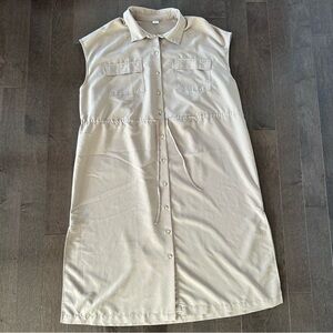 Old Navy Women's Utility Button Down Shirt Midi Dress Tan‎ Khaki Safari XLP